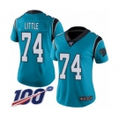 Women's Carolina Panthers #74 Greg Little Limited Blue Rush Vapor Untouchable 100th Season Football Jersey