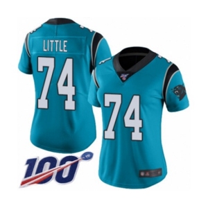 Women's Carolina Panthers #74 Greg Little Limited Blue Rush Vapor Untouchable 100th Season Football Jersey