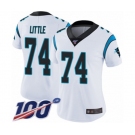 Women's Carolina Panthers #74 Greg Little White Vapor Untouchable Limited Player 100th Season Football Jersey