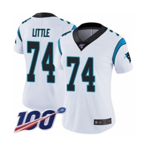 Women's Carolina Panthers #74 Greg Little White Vapor Untouchable Limited Player 100th Season Football Jersey