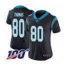 Women's Carolina Panthers #80 Ian Thomas Black Team Color Vapor Untouchable Limited Player 100th Season Football Jersey