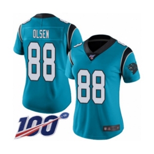Women's Carolina Panthers #88 Greg Olsen Limited Blue Rush Vapor Untouchable 100th Season Football Jersey