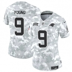 Women's Carolina Panthers #9 Bryce Young 2024 F.U.S.E Arctic Camo Salute To Service Limited Stitched Football Jersey