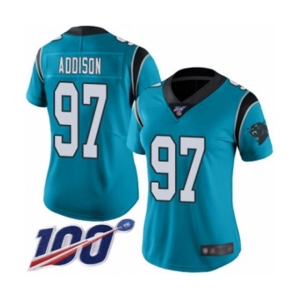 Women's Carolina Panthers #97 Mario Addison Blue Alternate Vapor Untouchable Limited Player 100th Season Football Jersey