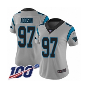 Women's Carolina Panthers #97 Mario Addison Silver Inverted Legend Limited 100th Season Football Jersey