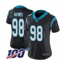 Women's Carolina Panthers #98 Marquis Haynes Black Team Color Vapor Untouchable Limited Player 100th Season Football Jersey