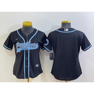 Women's Carolina Panthers Blank Black With Patch Cool Base Stitched Baseball Jersey