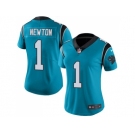 Women's Nike Carolina Panthers #1 Cam Newton Blue Stitched NFL Limited Rush Jersey