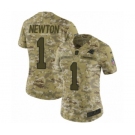 Women's Nike Carolina Panthers #1 Cam Newton Limited Camo 2018 Salute to Service NFL Jersey