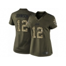 Women's Nike Carolina Panthers #12 Charles Johnson Limited Green Salute to Service NFL Jersey