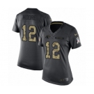 Women's Nike Carolina Panthers #12 DJ Moore Limited Black 2016 Salute to Service NFL Jersey