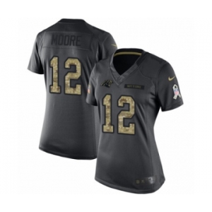 Women's Nike Carolina Panthers #12 DJ Moore Limited Black 2016 Salute to Service NFL Jersey