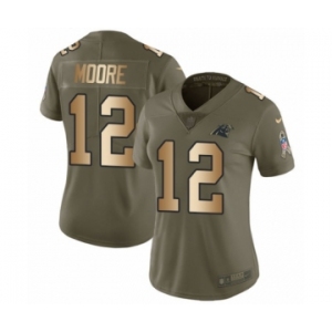 Women's Nike Carolina Panthers #12 DJ Moore Limited Olive Gold 2017 Salute to Service NFL Jersey