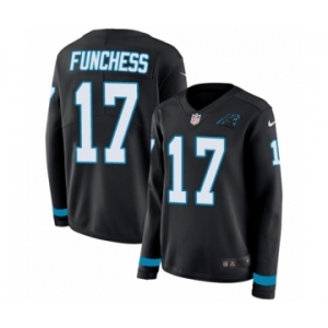 Women's Nike Carolina Panthers #17 Devin Funchess Limited Black Therma Long Sleeve NFL Jersey