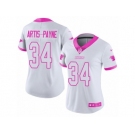 Women's Nike Carolina Panthers #34 Cameron Artis-Payne Limited White Pink Rush Fashion NFL Jersey