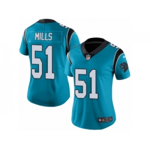 Women's Nike Carolina Panthers #51 Sam Mills Limited Blue Rush NFL Jersey