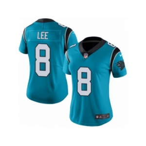 Women's Nike Carolina Panthers #8 Andy Lee Limited Blue Rush NFL Jersey