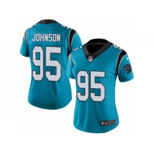 Women's Nike Carolina Panthers #95 Charles Johnson Limited Blue Rush NFL Jersey