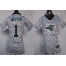 nike women nfl jerseys Carolina Panthers #1 Cam Newton [fem fan zebra]