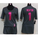 nike women nfl jerseys carolina panthers #1 cam newton dk.grey[breast cancer awareness]