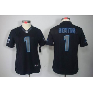 nike women nfl jerseys carolina panthers #1 newton black[nike impact limited]