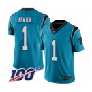 Youth Carolina Panthers #1 Cam Newton Blue Alternate Vapor Untouchable Limited Player 100th Season Football Jersey