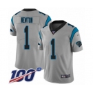 Youth Carolina Panthers #1 Cam Newton Silver Inverted Legend Limited 100th Season Football Jersey