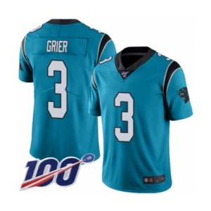Youth Carolina Panthers #3 Will Grier Limited Blue Rush Vapor Untouchable 100th Season Football Jersey