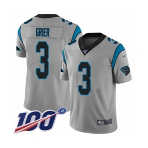 Youth Carolina Panthers #3 Will Grier Silver Inverted Legend Limited 100th Season Football Jersey