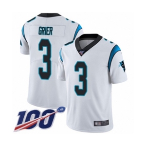 Youth Carolina Panthers #3 Will Grier White Vapor Untouchable Limited Player 100th Season Football Jersey