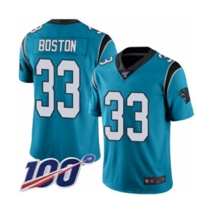 Youth Carolina Panthers #33 Tre Boston Limited Blue Rush Vapor Untouchable 100th Season Football Jersey