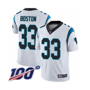 Youth Carolina Panthers #33 Tre Boston White Vapor Untouchable Limited Player 100th Season Football Jersey