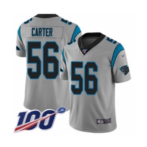 Youth Carolina Panthers #56 Jermaine Carter Silver Inverted Legend Limited 100th Season Football Jersey