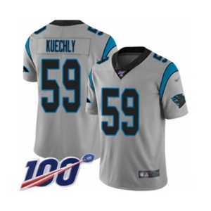Youth Carolina Panthers #59 Luke Kuechly Silver Inverted Legend Limited 100th Season Football Jersey