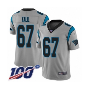 Youth Carolina Panthers #67 Ryan Kalil Silver Inverted Legend Limited 100th Season Football Jersey