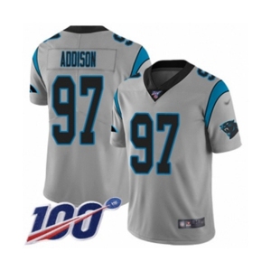 Youth Carolina Panthers #97 Mario Addison Silver Inverted Legend Limited 100th Season Football Jersey