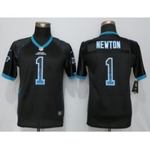 Youth Nike Carolina Panthers #1 Cam Newton Drift Fashion Black Jerseys