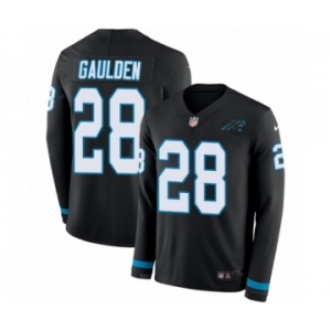 Youth Nike Carolina Panthers #28 Rashaan Gaulden Limited Black Therma Long Sleeve NFL Jersey
