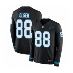 Youth Nike Carolina Panthers #88 Greg Olsen Limited Black Therma Long Sleeve NFL Jersey