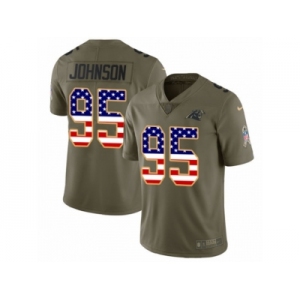 Youth Nike Carolina Panthers #95 Charles Johnson Limited Olive USA Flag 2017 Salute to Service NFL Jersey