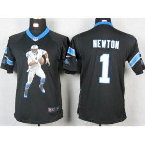 nike youth nfl jerseys carolina panthers #1 newton black[portrait fashion]