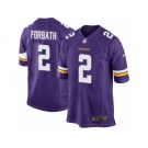 Men Nike Minnesota Vikings #2 Kai Forbath Game Purple Team Color NFL Jersey