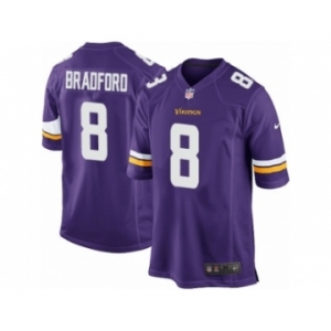 Men's Nike Minnesota Vikings #8 Sam Bradford Game Purple Team Color NFL Jersey