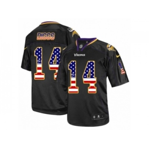 Men's Nike Minnesota Vikings #14 Stefon Diggs Elite Black USA Flag Fashion NFL Jersey