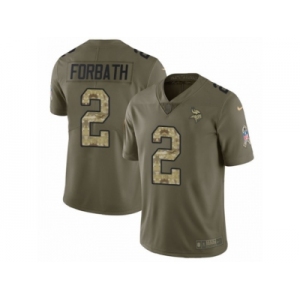 Men Nike Minnesota Vikings #2 Kai Forbath Limited Olive Camo 2017 Salute to Service NFL Jersey