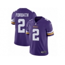 Men Nike Minnesota Vikings #2 Kai Forbath Purple Team Color Vapor Untouchable Limited Player NFL Jersey