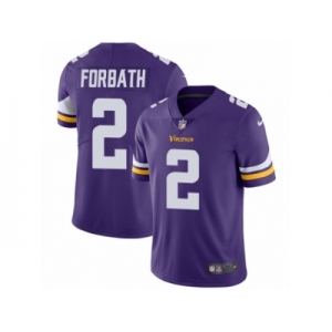 Men Nike Minnesota Vikings #2 Kai Forbath Purple Team Color Vapor Untouchable Limited Player NFL Jersey