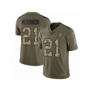 Men Nike Minnesota Vikings #21 Jerick McKinnon Limited Olive Camo 2017 Salute to Service NFL Jersey