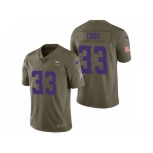 Men Nike Minnesota Vikings #33 Dalvin Cook Olive 2017 Salute to Service Limited Jerseys