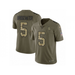 Men Nike Minnesota Vikings #5 Teddy Bridgewater Limited Olive Camo 2017 Salute to Service NFL Jersey